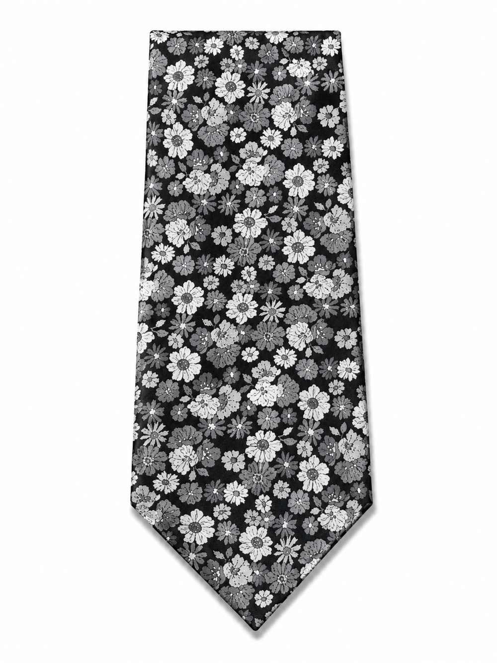 Joseph Abboud Black and White Floral Tie